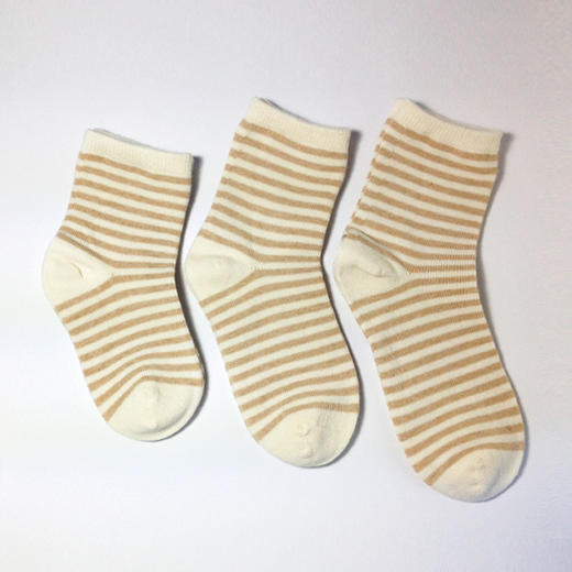 小亘 天然彩棉条纹童袜4双装 商品图3