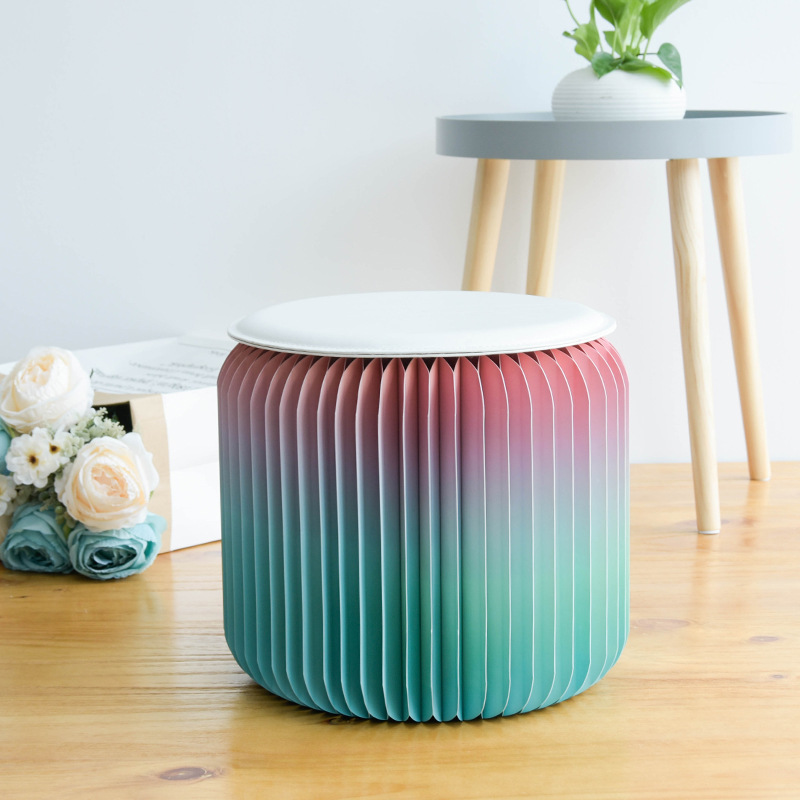 【折叠像一本书，打开是凳子】棉花糖微纸凳  日式创意家居棉花糖渐变色微纸凳，便携可折叠易收纳，独特的凳子独特的品味