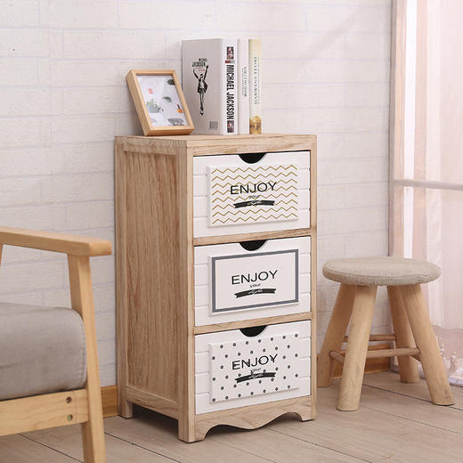 【柜储 物柜】*创意北欧风格简约实木家具床头柜抽屉式收纳柜储物柜斗柜 商品图3