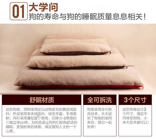 【狗窝】羊羔绒狗窝可拆洗狗垫子加厚泰迪金毛小中大型犬宠物窝垫 商品图2
