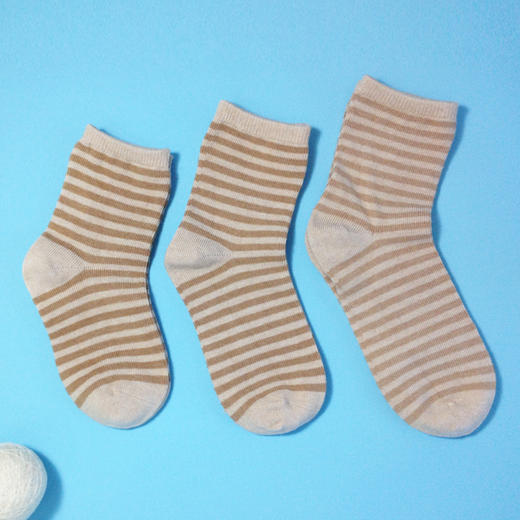 小亘 天然彩棉条纹童袜4双装 商品图2