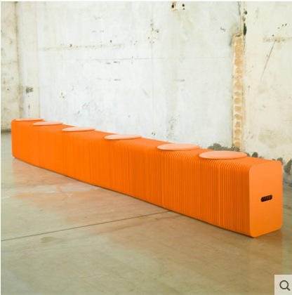 【妙趣“横”生风琴凳】6人座  十八纸创意牛皮纸凳  餐桌长凳 商品图4