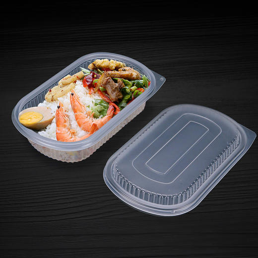 喇叭花1000ml单格外卖打包快餐盒加厚带盖塑料便当盖饭盒300套 商品图1