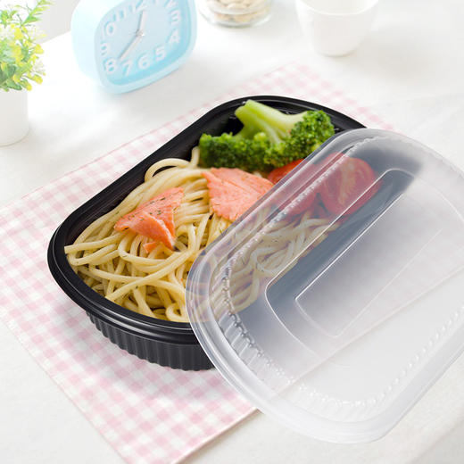 喇叭花1000ml单格外卖打包快餐盒加厚带盖塑料便当盖饭盒300套 商品图0