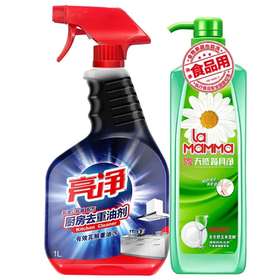 亮净厨房去重油剂(氧漂抗菌配方)+妈妈壹选餐具净800g组合装 共1.8L