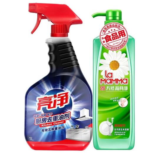 亮净厨房去重油剂(氧漂抗菌配方)+妈妈壹选餐具净800g组合装 共1.8L 商品图0