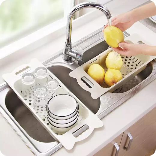 【抖音热门  可伸缩收纳沥水架】升级加厚 厨房便捷蔬菜沥水篮 商品图4