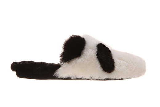 【张静初同款】sheme熊猫绒绒女士羊羔毛平底拖鞋黑白色 商品图4