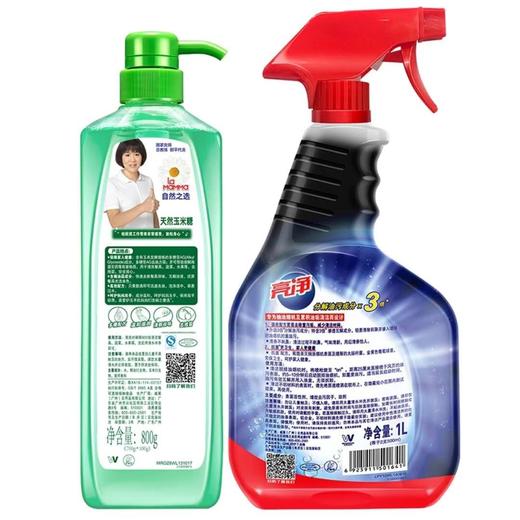 亮净厨房去重油剂(氧漂抗菌配方)+妈妈壹选餐具净800g组合装 共1.8L 商品图1
