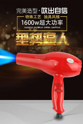 【家用电器】美发电吹风机1600W家用大功率理发店吹风机 代发吹风筒礼品电器