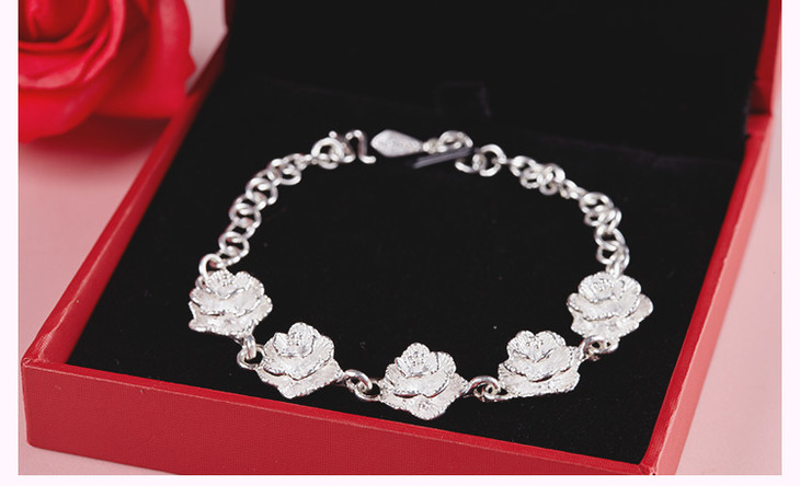 国春银饰丨耀目爱情花 玫瑰银手链 顺丰包邮