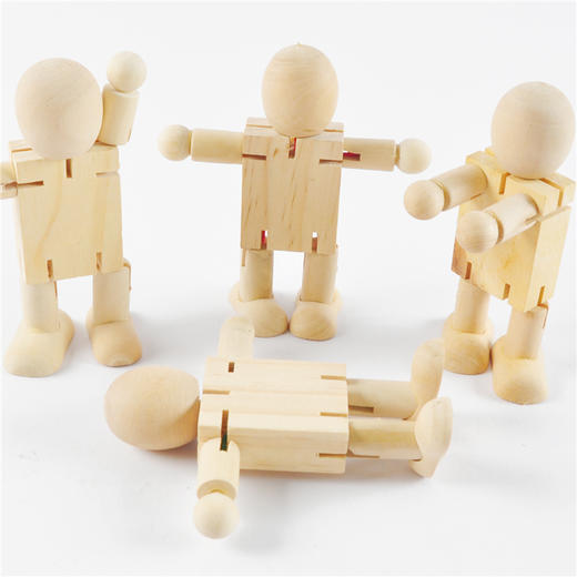 幼儿园课堂手工DIY创意手工，白坯木质活动关节木头人材料包 商品图2