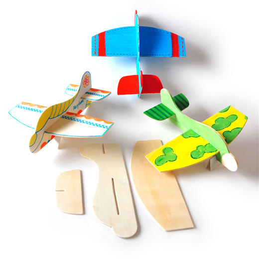 幼儿园课堂手工DIY创意手工，白胚木质飞机材料包 商品图0