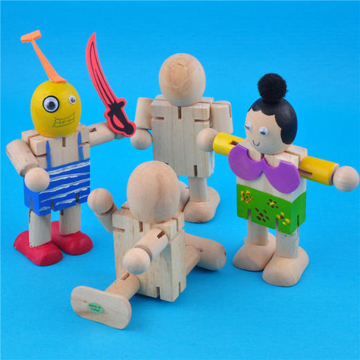 幼儿园课堂手工DIY创意手工，白坯木质活动关节木头人材料包 商品图6