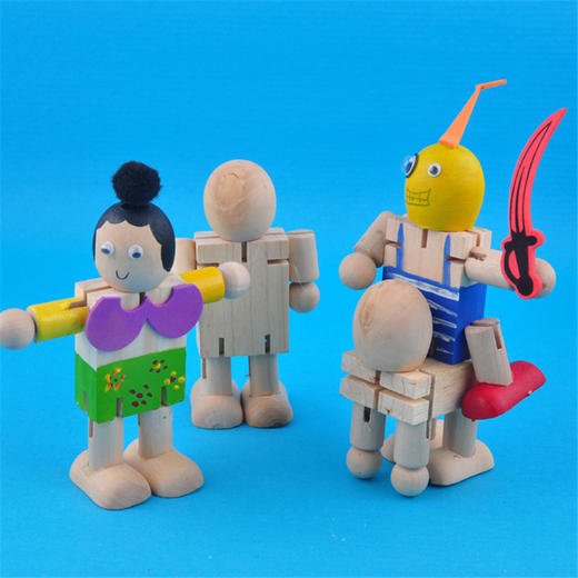 幼儿园课堂手工DIY创意手工，白坯木质活动关节木头人材料包 商品图8