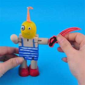 幼儿园课堂手工DIY创意手工，白坯木质活动关节木头人材料包