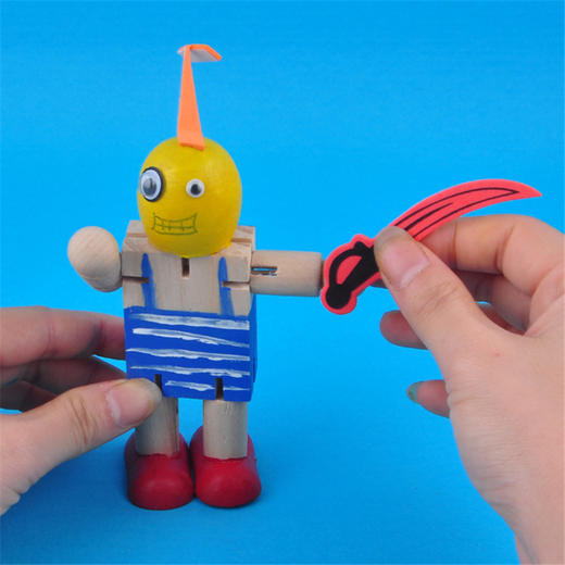 幼儿园课堂手工DIY创意手工，白坯木质活动关节木头人材料包 商品图0