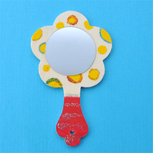 幼儿园课堂手工diy创意手工白坯木质镜子材料包