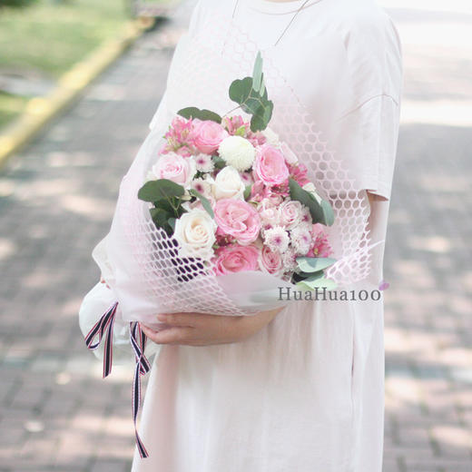 越来越爱丨18朵桃红&粉雪山玫瑰芬得拉混合花束 商品图0