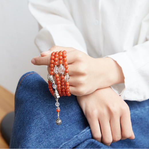 醍醐 南红玛瑙 银铃铛 佛珠 手串 毛衣链 商品图0