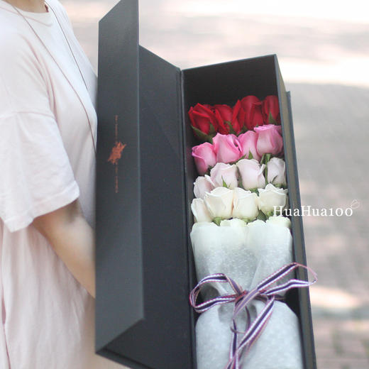 爱与恋丨20朵玫瑰渐变组合玫瑰礼盒 商品图1