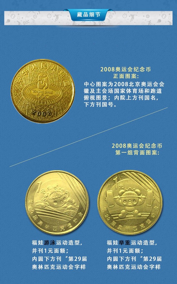 康银阁2008年奥运会流通纪念币奥运纪念册8枚纪念币简装版