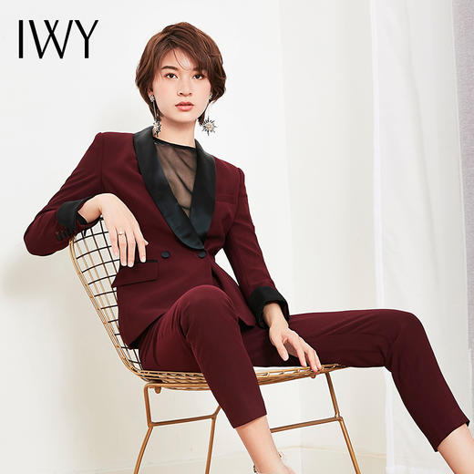 IWY/ 酒红色西装长裤套装CP307 商品图6