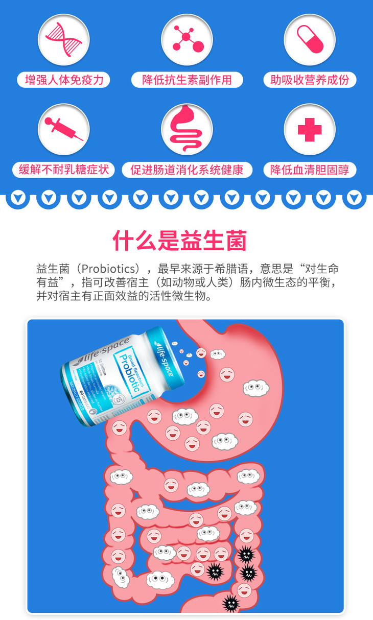 直邮澳洲益倍适lifespace成人男女性益生菌粉胶囊便秘养胃调理肠胃