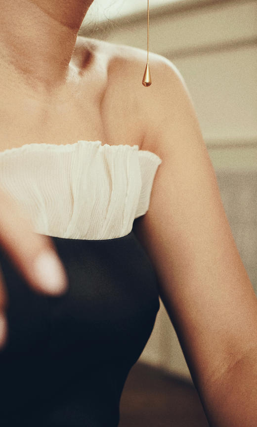 AtelierMissLu /Eartha 黑色纱褶抹胸裙 商品图7