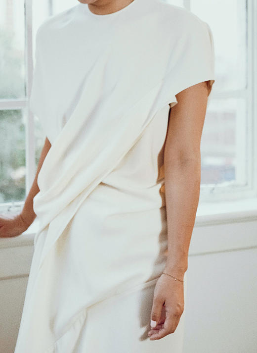 AtelierMissLu / Meroy 白色褶皱短袖连身裙 商品图2