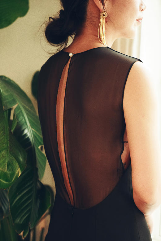 AtelierMissLu / Delia 黑色拼纱礼服裙 商品图2