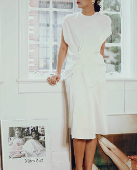 AtelierMissLu / Meroy 白色褶皱短袖连身裙