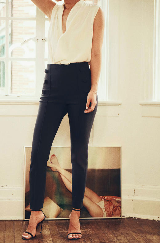 AtelierMissLu / Nelly 藏青修身九分裤 商品图0