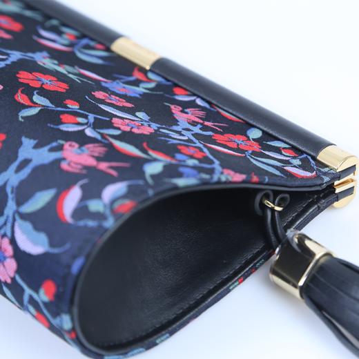 SAINTJOY/上久楷 女式宋锦晚宴包 深宝蓝喜鹊梅花黑色 BWS18C1001 商品图4