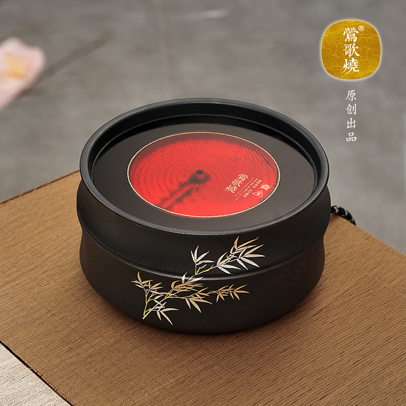 【莺歌烧旗舰店】黑底竹节炉