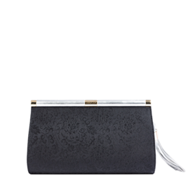 SAINTJOY/上久楷 女式宋锦晚宴包 黑色缠枝莲花纹.银色BWS16C0201