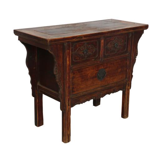 清晚期榆木古董家具三屉桌闷桌玄关桌QCHA18010058 Antique Elm wood Cabinet 商品图1