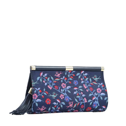 SAINTJOY/上久楷 女式宋锦晚宴包 深宝蓝喜鹊梅花黑色 BWS18C1001 商品图1