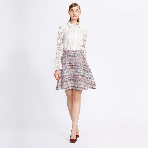 EITIE爱特爱女装秋季新品时尚编织纹理小香风短裙半身裙半裙C1806108 商品图1