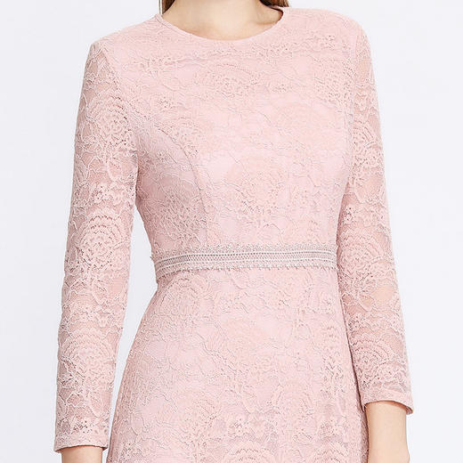 EITIE爱特爱女装早秋九分袖收腰网纱蕾丝钩花连衣裙A字裙C1807132 商品图4