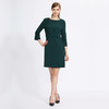 EITIE爱特爱女装秋季七分袖低圆领简约纯色褶皱连衣裙女5707419 商品缩略图1