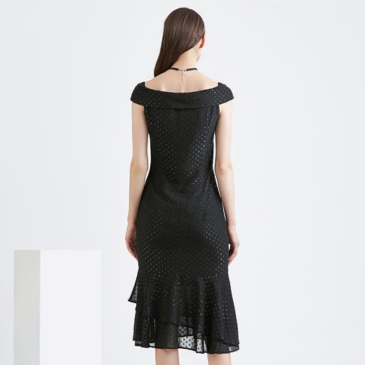 EITIE爱特爱女装早秋新款性感包袖一字领包臀钉珠鱼尾礼服裙5677305 商品图3