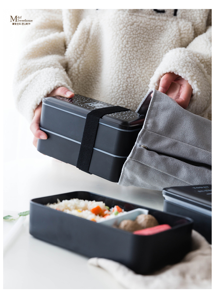 摩登主妇欧式字母pp便当盒分格二层饭盒微波炉学生便当餐盒寿司盒