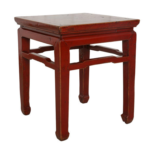 民国榆木古董家具红方凳（对）凳子边几QCHA18010072 MinGuo Elm wood Pair of Square stool 商品图2