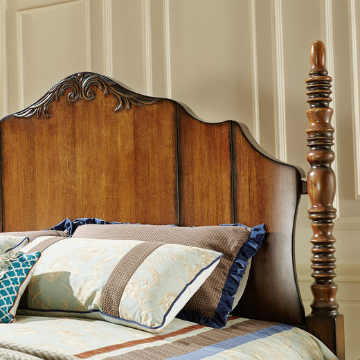 乐雅轩加州庄园系列美式实木床双人床1815米欧式床大床a36床b31床头柜