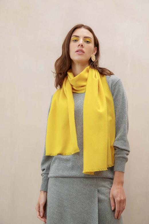 超细美利奴羊毛围巾  明黄色 商品图3