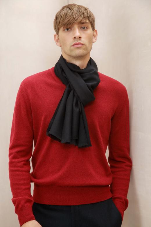 超细美利奴羊毛围巾 黑色 商品图2