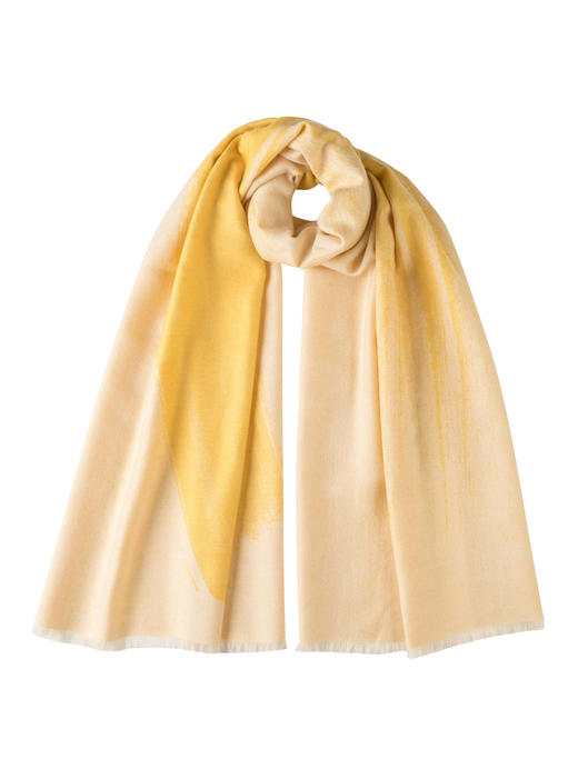 流淌的笔触 黄色 纯羊绒围巾 商品图0