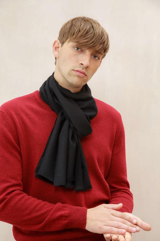 超细美利奴羊毛围巾 黑色 商品图3