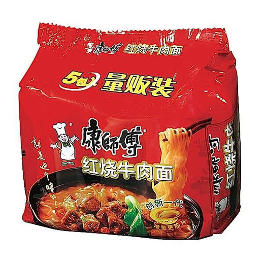 蓝湾店康师傅红烧牛肉面五连包